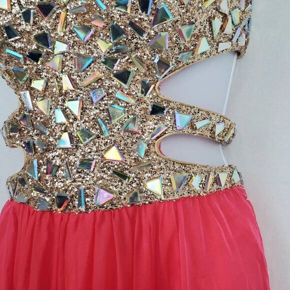 La Femme Size 2 Embellished Cut Out Dress - Picture 6 of 11